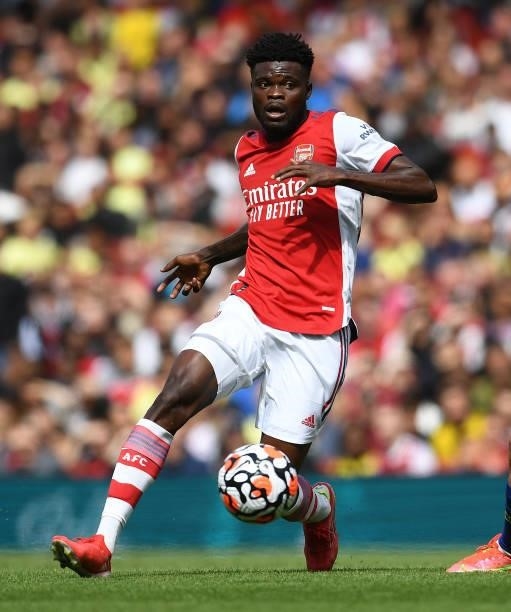 Thomas Partey of Arsenal during the pre season friendly between Arsenal and Chelsea at Emirates Stadium on August 01, 2021 in London, England.