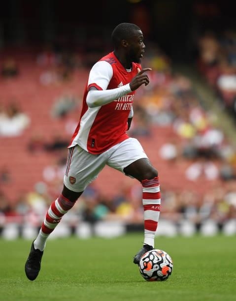 Nicolas Pepe of Arsenal during the pre season friendly between Arsenal and Chelsea at Emirates Stadium on August 01, 2021 in London, England.