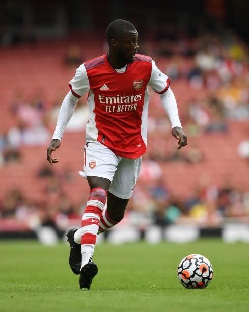Nicolas Pepe of Arsenal during the pre season friendly between Arsenal and Chelsea at Emirates Stadium on August 01, 2021 in London, England.