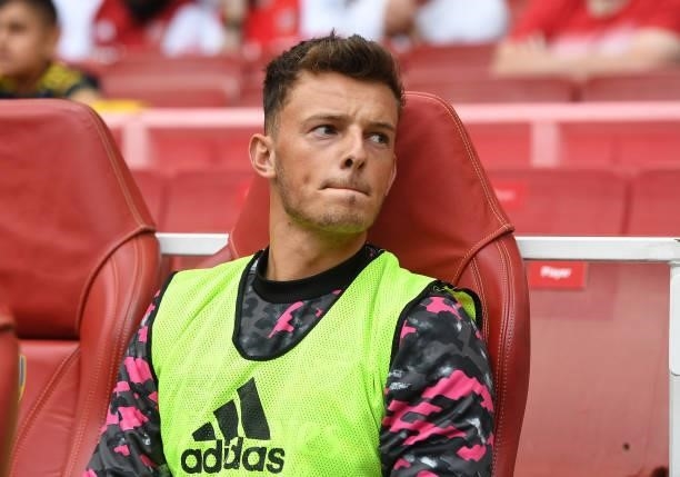 Arsenal substitute Ben White before the pre season friendly between Arsenal and Chelsea at Emirates Stadium on August 01, 2021 in London, England.