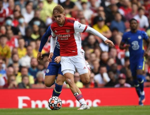 Emile Smith Rowe of Arsenal during the pre season friendly between Arsenal and Chelsea at Emirates Stadium on August 01, 2021 in London, England.