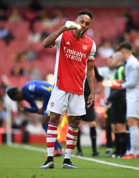 Pierre-Emerick Aubameyang of Arsenal during the pre season friendly between Arsenal and Chelsea at Emirates Stadium on August 01, 2021 in London,...