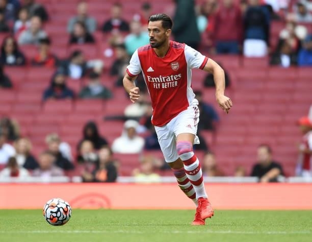 Pablo Mari of Arsenal during the pre season friendly between Arsenal and Chelsea at Emirates Stadium on August 01, 2021 in London, England.