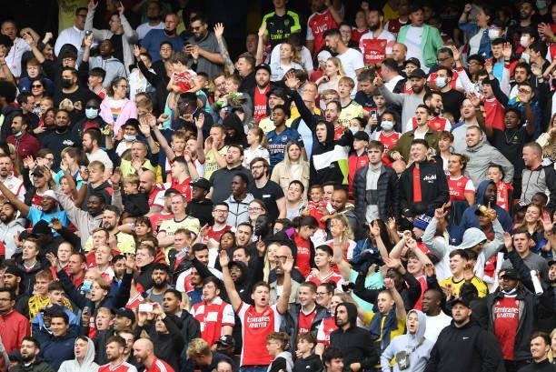 Arsenal fan during the pre season friendly between Arsenal and Chelsea at Emirates Stadium on August 01, 2021 in London, England.