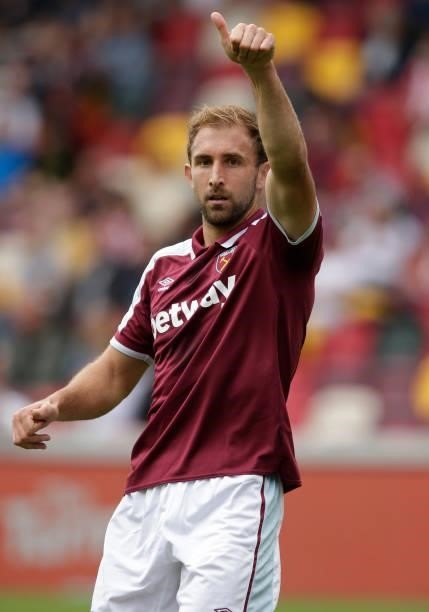 Craig Dawson of West Ham United in action during the pre season friendly match between Brentford and West Ham United at Brentford Community Stadium...