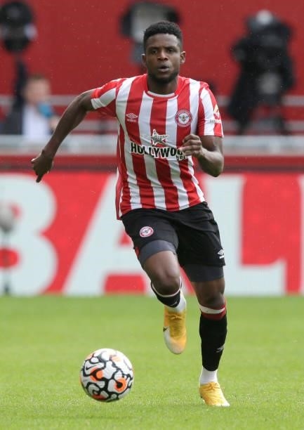 Frank Onyeka of Brentford in action during the pre season friendly match between Brentford and West Ham United at Brentford Community Stadium on July...