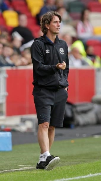 Brentford manager Thomas Frank during the pre season friendly match between Brentford and West Ham United at Brentford Community Stadium on July 31,...