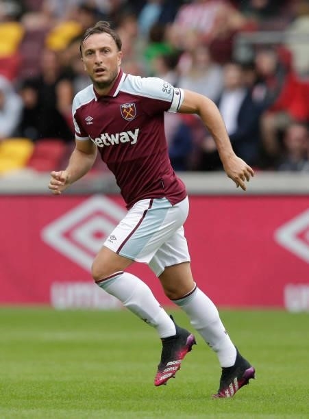 Mark Noble of West Ham United in action during the pre season friendly match between Brentford and West Ham United at Brentford Community Stadium on...