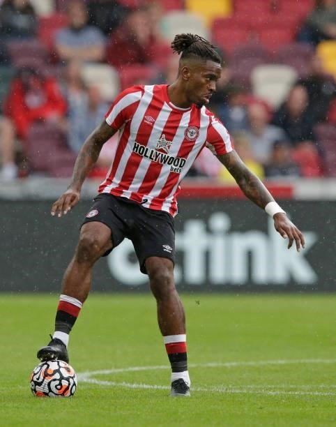 Ivan Toney of Brentford during the pre season friendly match between Brentford and West Ham United at Brentford Community Stadium on July 31, 2021 in...