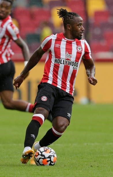 Ivan Toney of Brentford during the pre season friendly match between Brentford and West Ham United at Brentford Community Stadium on July 31, 2021 in...