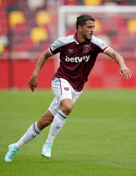 Pablo Fornals of West Ham United in action during the pre season friendly match between Brentford and West Ham United at Brentford Community Stadium...