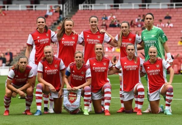 Arsenal Women team group before the pre season match between Arsenal Women and Chelsea Women at Emirates Stadium on August 01, 2021 in London,...