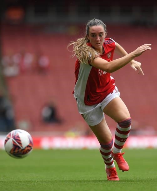 Lisa Evans of Arsenal during the pre season match between Arsenal Women and Chelsea Women at Emirates Stadium on August 01, 2021 in London, England.
