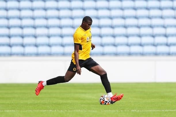 Yerson Mosquera of Wolverhampton Wanderers in action during the Pre-Season Friendly between Coventry City and Wolverhampton Wanderers at Ricoh Arena...