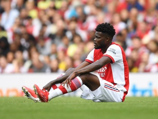 Thomas Partey of Arsenal during the pre season friendly between Arsenal and Chelsea at Emirates Stadium on August 01, 2021 in London, England.