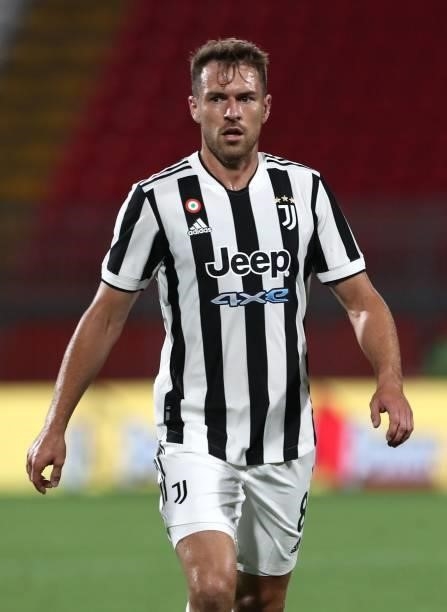 Aaron Ramsey of Juventus FC looks on during the AC Monza v Juventus FC - Trofeo Berlusconi at Stadio Brianteo on July 31, 2021 in Monza, Italy.