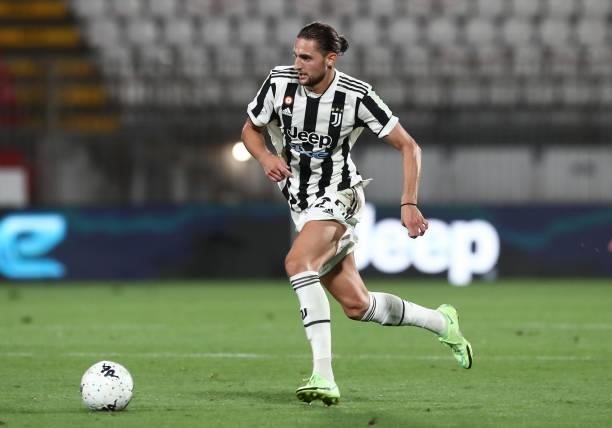 Adrien Rabiot of Juventus FC in action during the AC Monza v Juventus FC - Trofeo Berlusconi at Stadio Brianteo on July 31, 2021 in Monza, Italy.