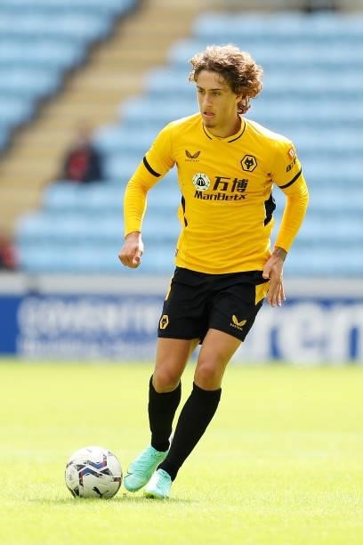 Fabio Silva of Wolverhampton Wanderers runs with the ball during the Pre-Season Friendly between Coventry City and Wolverhampton Wanderers at Ricoh...