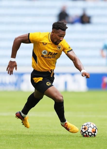 Adama Traore of Wolverhampton Wanderers runs with the ball during the Pre-Season Friendly between Coventry City and Wolverhampton Wanderers at Ricoh...