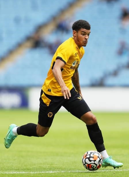 Morgan Gibbs-White of Wolverhampton Wanderers runs with the ball during the Pre-Season Friendly between Coventry City and Wolverhampton Wanderers at...