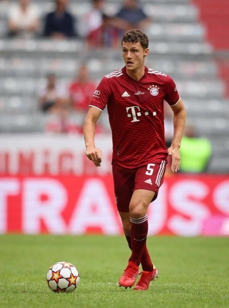 Benjamin Pavard of Bayern Muenchen at Allianz Arena on July 31, 2021 in Munich, Germany.
