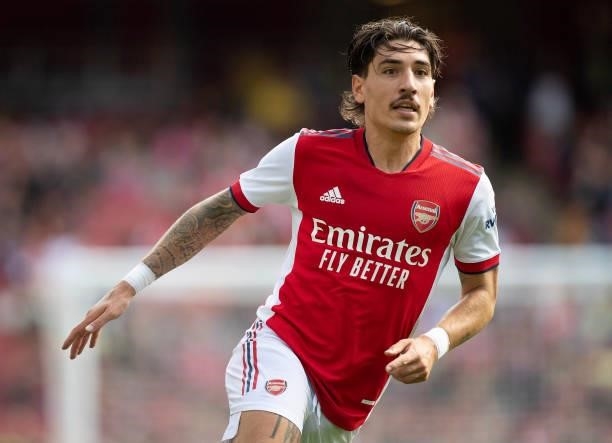 Héctor Bellerín of Arsenal during the Pre Season Friendly between Arsenal and Chelsea at Emirates Stadium on August 1, 2021 in London, England.