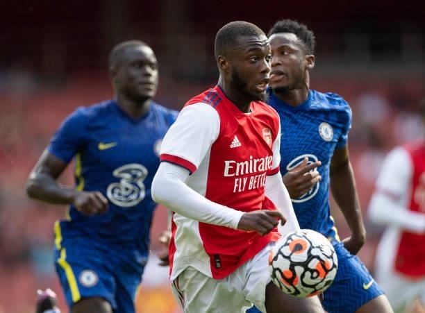 Nicolas Pépé of Arsenal during the Pre Season Friendly between Arsenal and Chelsea at Emirates Stadium on August 1, 2021 in London, England.
