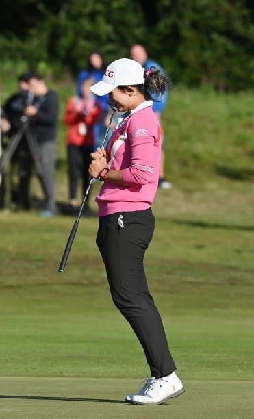 Parjaree Anannarukarn celebrates after holing the winning putt at the ISPS HANDA during Day Four of The ISPS HANDA World Invitational at Galgorm Spa...