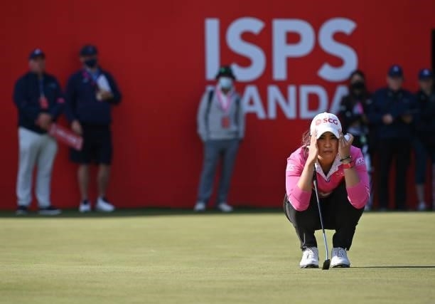 Parjaree Anannarukarn on the 18th green during Day Four of The ISPS HANDA World Invitational at Galgorm Spa & Golf Resort on August 1, 2021 in...