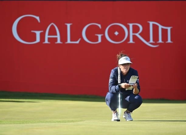 Emma Talley on the 18th green during Day Four of The ISPS HANDA World Invitational at Galgorm Spa & Golf Resort on August 1, 2021 in Ballymena,...