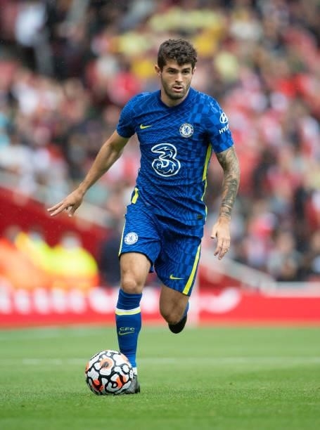Christian Pulisic of Chelsea during the Pre Season Friendly between Arsenal and Chelsea at Emirates Stadium on August 1, 2021 in London, England.