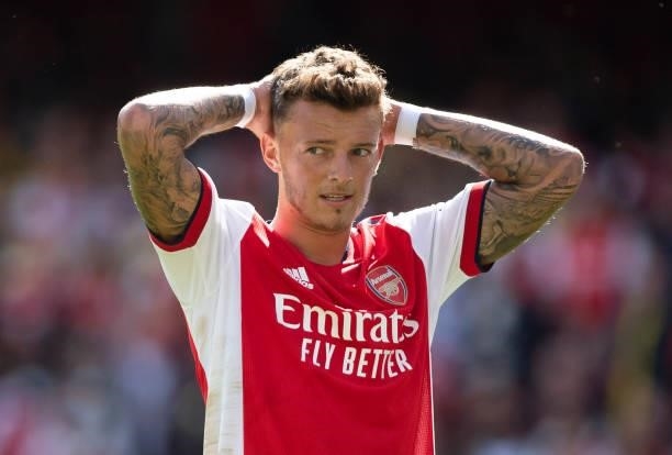 Ben White of Arsenal during the Pre Season Friendly between Arsenal and Chelsea at Emirates Stadium on August 1, 2021 in London, England.