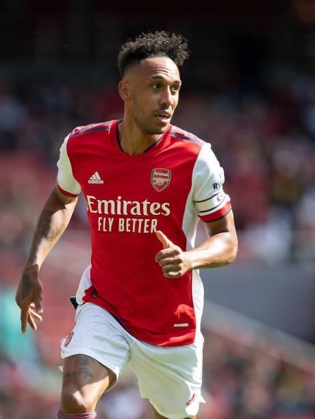 Pierre-Emerick Aubameyang of Arsenal during the Pre Season Friendly between Arsenal and Chelsea at Emirates Stadium on August 1, 2021 in London,...