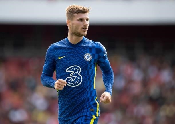 Timo Werner of Chelsea during the Pre Season Friendly between Arsenal and Chelsea at Emirates Stadium on August 1, 2021 in London, England.