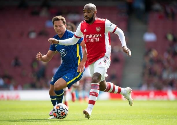 Danny Drinkwater of Chelsea and Alexandre Lacazette of Arsenal during the Pre Season Friendly between Arsenal and Chelsea at Emirates Stadium on...