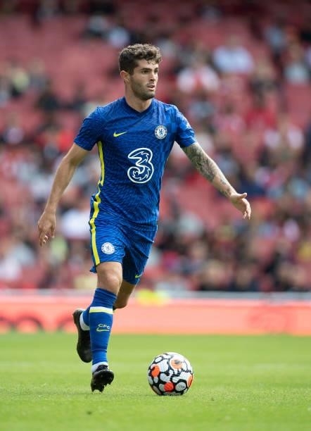 Christian Pulisic of Chelsea during the Pre Season Friendly between Arsenal and Chelsea at Emirates Stadium on August 1, 2021 in London, England.