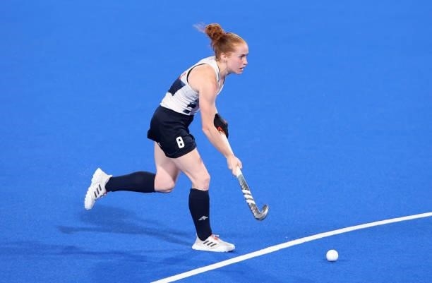 Sarah Louise Jones of Team Great Britain runs to take their team's third penalty in the penalty shootout during the Women's Quarterfinal match...