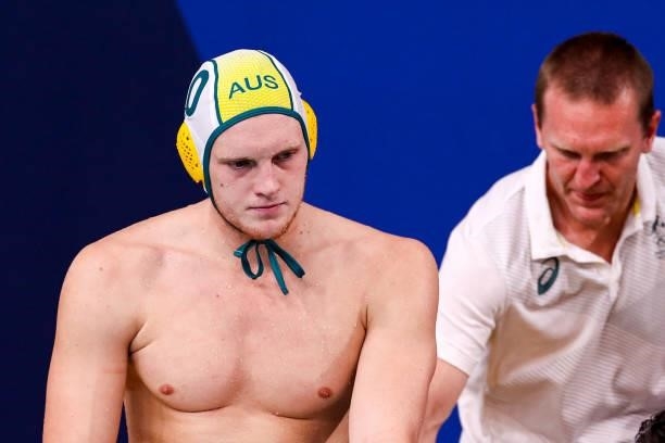 Timothy Putt of Australia during the Tokyo 2020 Olympic Waterpolo Tournament Men match between Team Australia and Team Kazakhstan at Tatsumi...