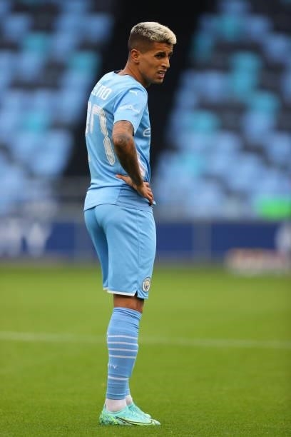Joao Cancelo of Manchester City during the pre-season friendly match between Manchester City and Barnsley at Manchester City Football Academy on July...