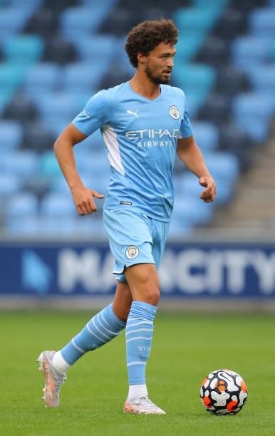 Philippe Sandler of Manchester City during the pre-season friendly match between Manchester City and Barnsley at Manchester City Football Academy on...