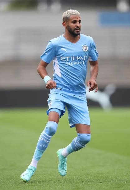 Riyad Mahrez of Manchester City during the pre-season friendly match between Manchester City and Barnsley at Manchester City Football Academy on July...
