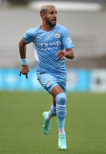 Riyad Mahrez of Manchester City during the pre-season friendly match between Manchester City and Barnsley at Manchester City Football Academy on July...