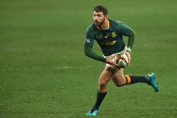 Willie le Roux of South Africa on the attack during the second test between South Africa and the British & Irish Lions at FNB Stadium on July 31,...