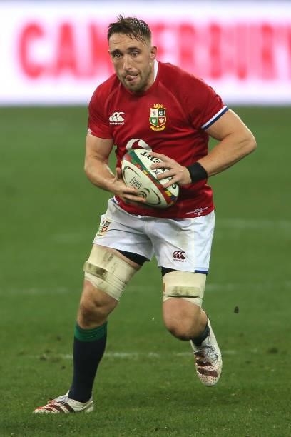 Jack Conan of the British & Irish Lions on the attack during the second test between South Africa and the British & Irish Lions at FNB Stadium on...
