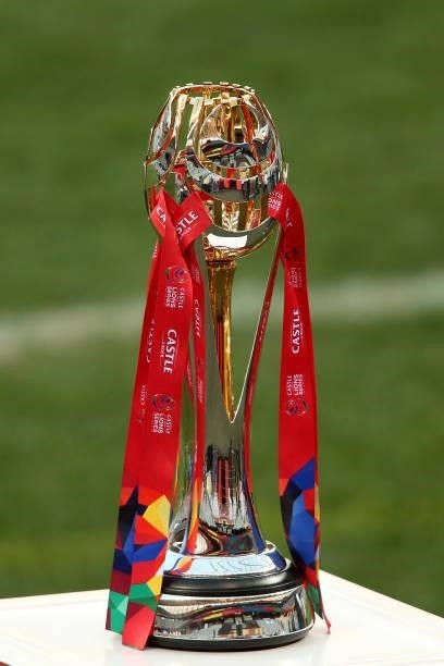 General view of the Series Trophy before the second test between South Africa and the British & Irish Lions at FNB Stadium on July 31, 2021 in...