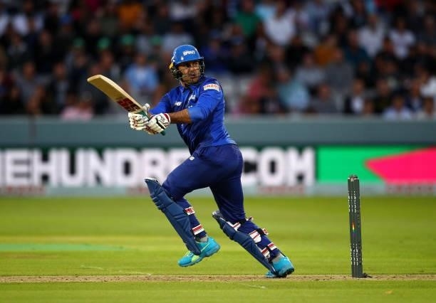 Mohammad Nabi of London Spirit during The Hundred match between London Spirit Men and Southern Brave Men at Lord's Cricket Ground on August 01, 2021...