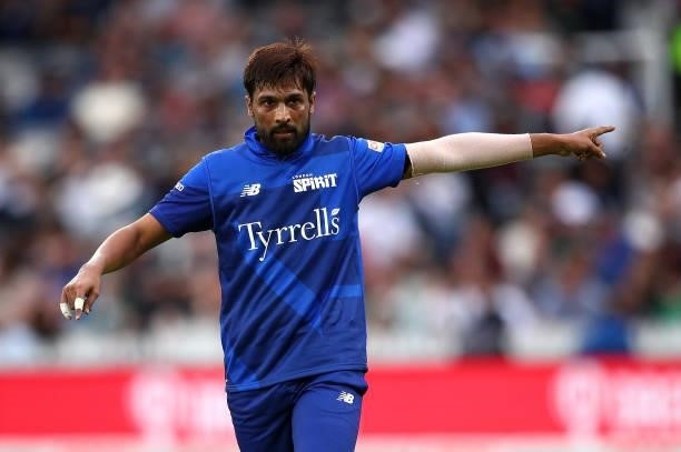 Muhammad Amir of London Spirit during The Hundred match between London Spirit Men and Southern Brave Men at Lord's Cricket Ground on August 01, 2021...