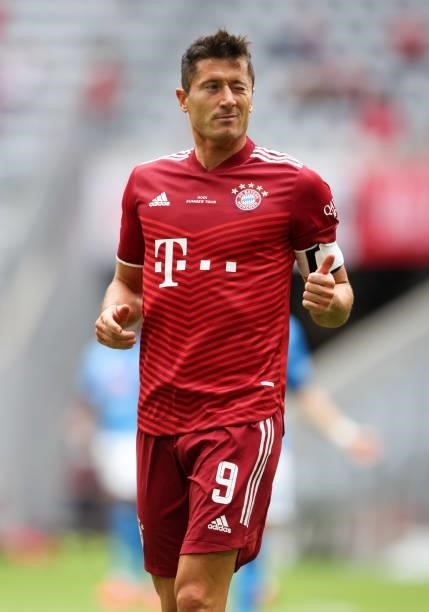 Robert Lewandowski of Bayern Muenchen at Allianz Arena on July 31, 2021 in Munich, Germany.