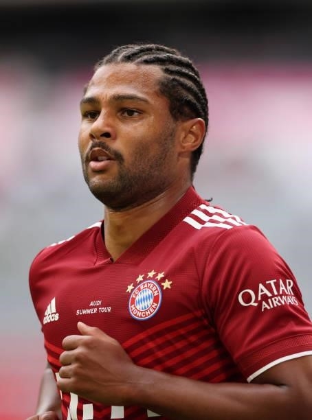 Serge Gnabry of Bayern Muenchen at Allianz Arena on July 31, 2021 in Munich, Germany.