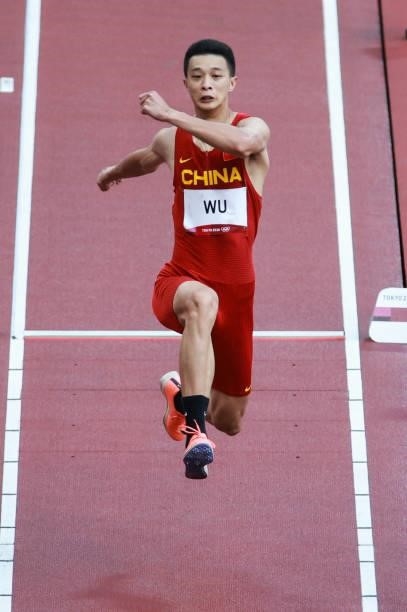 Wu Ruiting of China competes in the Men's Triple Jump Qualification on day eleven of the Tokyo 2020 Olympic Games at Olympic Stadium on August 3,...